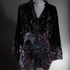 Beautiful Silk and Velvet Button Down Shirt